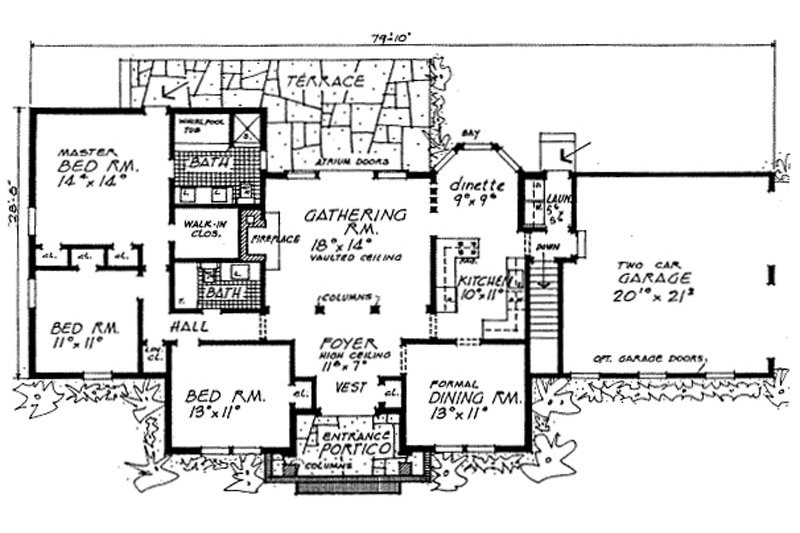 House Design - Floor Plan - Main Floor for Ranch House Plan #315-106 - 3 bed, 2 bath