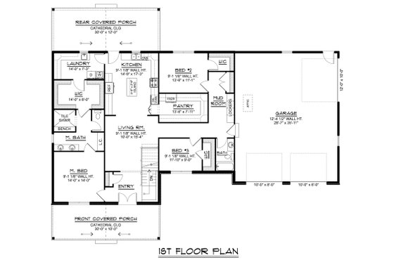 Floor Plan - Main Floor for Farmhouse House Plan #1064-441 - 3 bed, 2 bath