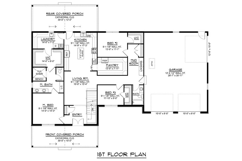Architectural House Design - Floor Plan - Main Floor for Farmhouse House Plan #1064-441 - 3 bed, 2 bath