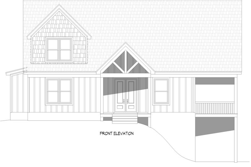 House Blueprint - Exterior - Front Elevation 3 for Cabin House Plan #932-1433 - 3 bed, 2.5 bath