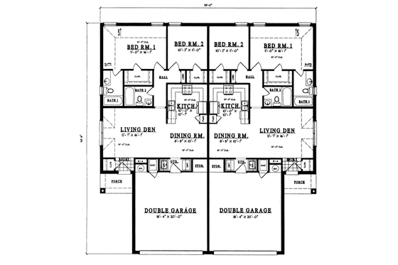 Floor Plan - Main Floor for Traditional House Plan #42-143 - 2 bed, 2 bath