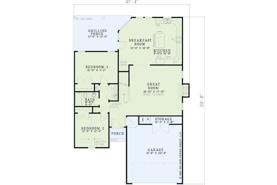 Floor Plan - Main Floor for Traditional House Plan #17-2123 - 3 bed, 2 bath