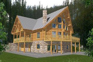 Log Exterior - Front Elevation Plan #117-415