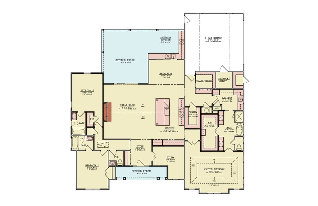 Floor Plan - Main Floor for Contemporary House Plan #119-474 - 3 bed, 3 bath