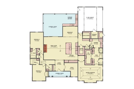 Floor Plan - Main Floor for Contemporary House Plan #119-474 - 3 bed, 3 bath