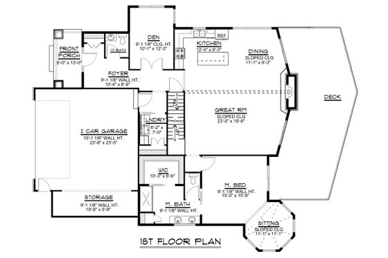Floor Plan - Main Floor for Craftsman House Plan #1064-11 - 5 bed, 3.5 bath