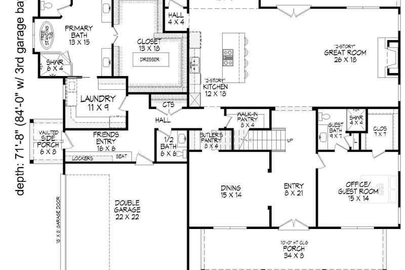 Architectural House Design - Exterior - Front Elevation 3 for Farmhouse House Plan #932-1457 - 4 bed, 4.5 bath