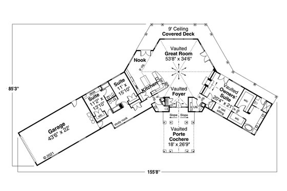 Floor Plan - Main Floor for Craftsman House Plan #124-1259 - 3 bed, 3.5 bath