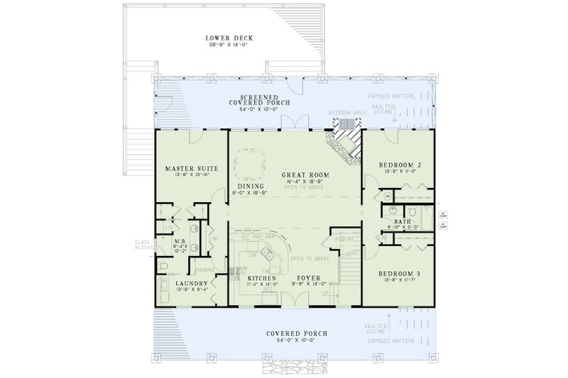 House Blueprint - Floor Plan - Main Floor for Country House Plan #17-3266 - 5 bed, 3 bath