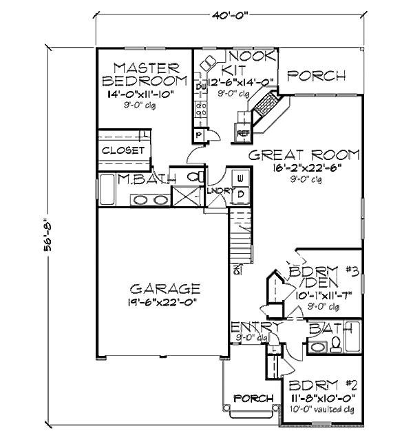 Architectural House Design - Bungalow Floor Plan - Main Floor Plan #320-445