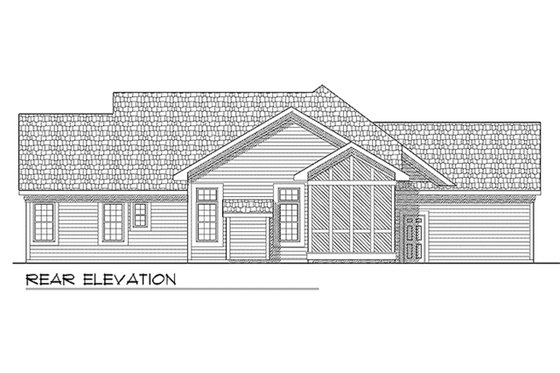 Exterior - Rear Elevation for Traditional House Plan #70-188 - 3 bed, 2.5 bath