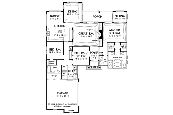 Floor Plan - Main Floor for Ranch House Plan #929-666 - 3 bed, 2.5 bath