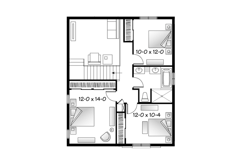 Home Plan - Floor Plan - Upper Floor for European House Plan #23-2589 - 3 bed, 1.5 bath