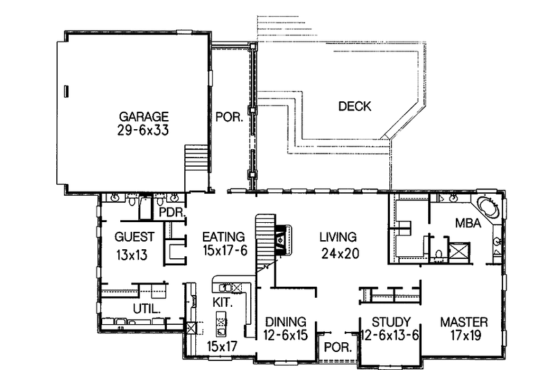 Home Plan - Floor Plan - Main Floor for Traditional House Plan #15-331 - 4 bed, 4.5 bath