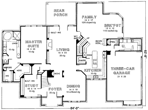 House Design - European Floor Plan - Main Floor Plan #974-35