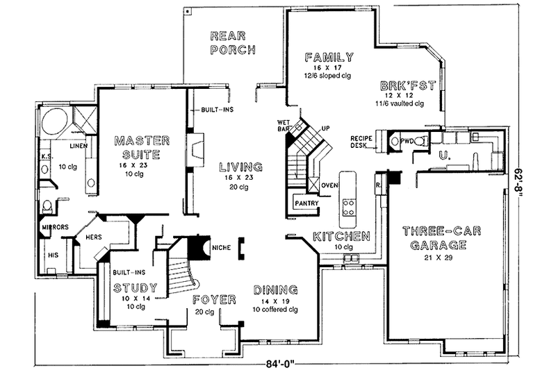Home Plan - Floor Plan - Main Floor for European House Plan #974-35 - 5 bed, 3.5 bath
