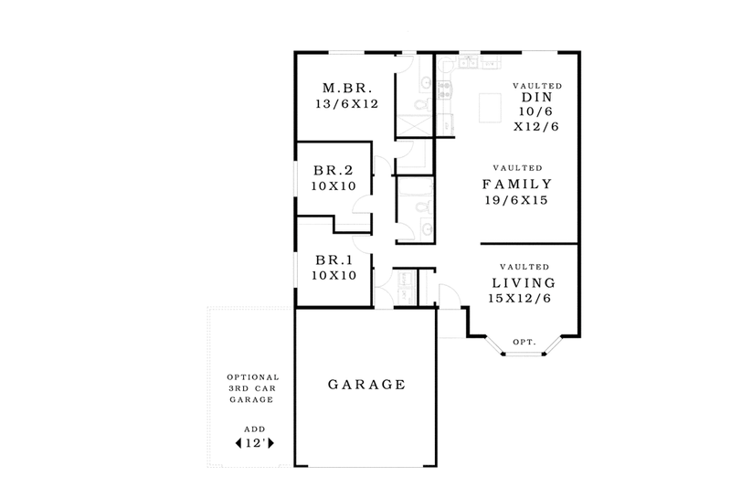 Home Plan - Floor Plan - Main Floor for Ranch House Plan #943-41 - 3 bed, 2 bath