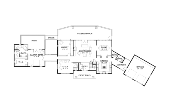 Floor Plan - Main Floor for Contemporary House Plan #1042-15 - 3 bed, 3 bath
