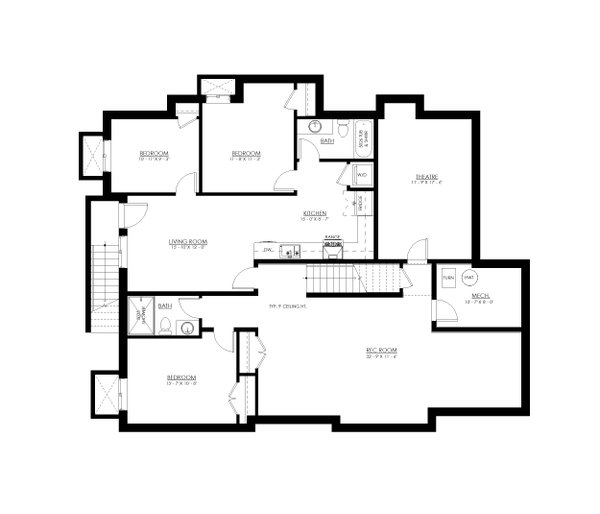 Colonial Floor Plan - Lower Floor Plan #1114-18