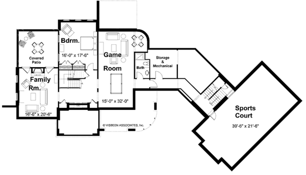Craftsman Floor Plan - Lower Floor Plan #928-30