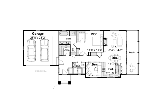 Floor Plan - Main Floor for Craftsman House Plan #928-196 - 2 bed, 2.5 bath