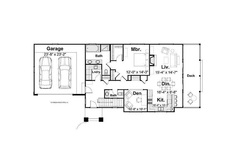 House Blueprint - Floor Plan - Main Floor for Craftsman House Plan #928-196 - 2 bed, 2.5 bath