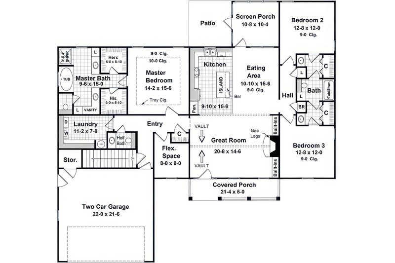 House Blueprint - Floor Plan - Other Floor for Country House Plan #21-642 - 3 bed, 2.5 bath