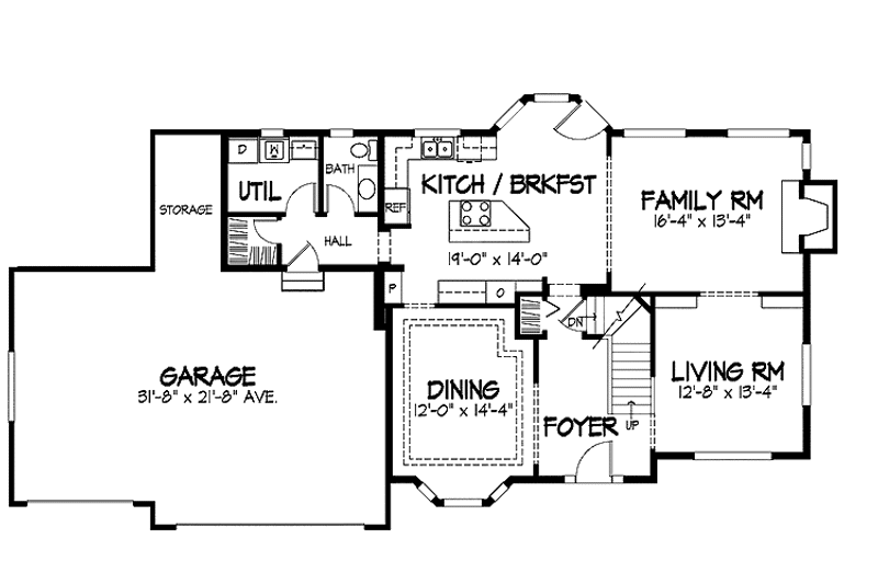 Home Plan - Floor Plan - Main Floor for Colonial House Plan #320-883 - 4 bed, 2.5 bath