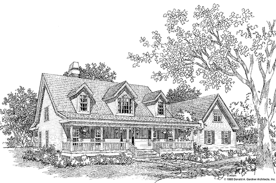 Exterior - Front Elevation 3 for Country House Plan #929-150 - 3 bed, 2.5 bath