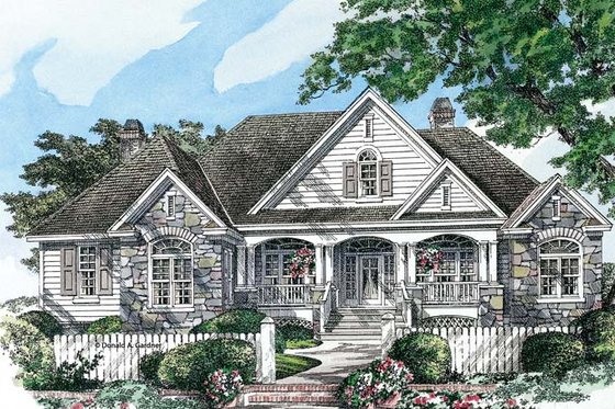 Exterior - Front Elevation 3 for Country House Plan #929-955 - 4 bed, 3 bath