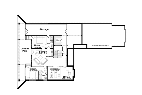 Floor Plan - Lower Floor for Craftsman House Plan #928-221 - 4 bed, 4 bath