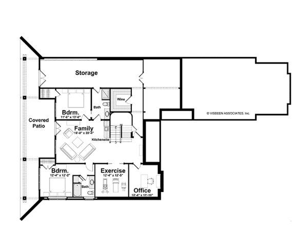 Craftsman Floor Plan - Lower Floor Plan #928-221