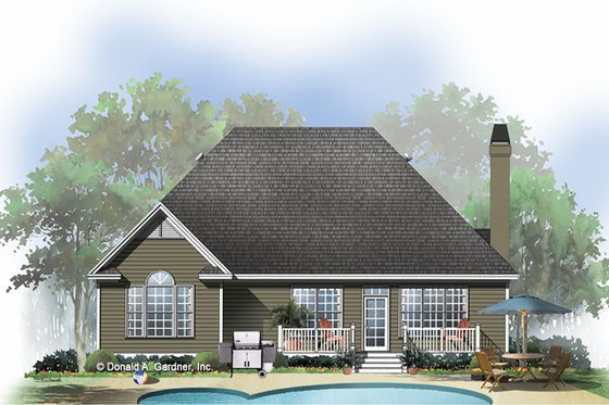 Exterior - Rear Elevation for Ranch House Plan #929-585 - 3 bed, 2 bath
