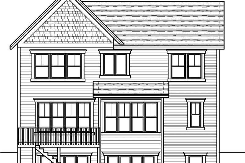 Home Plan - Exterior - Rear Elevation for European House Plan #51-625 - 3 bed, 2.5 bath
