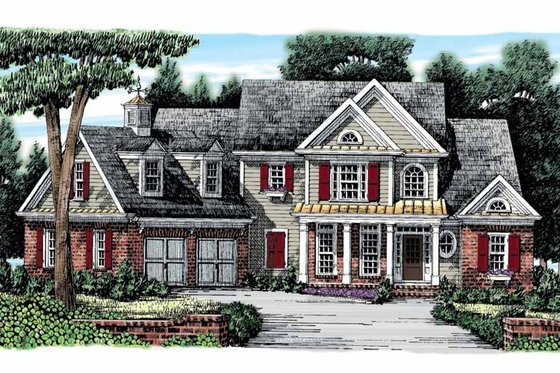 Exterior - Front Elevation 4 for Colonial House Plan #927-866 - 5 bed, 4 bath