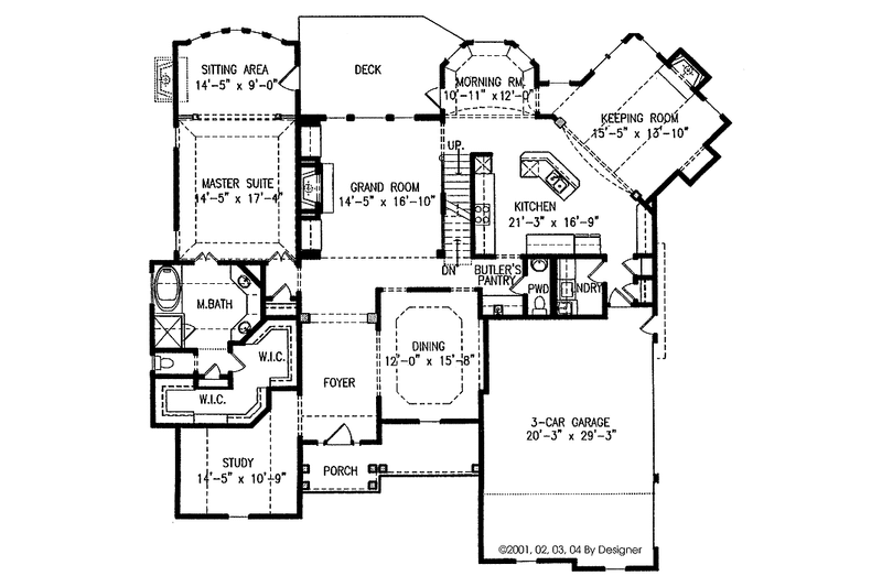 House Blueprint - Floor Plan - Main Floor for Country House Plan #54-202 - 4 bed, 3.5 bath
