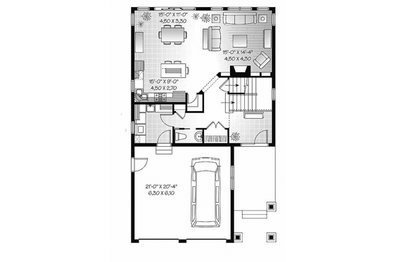Floor Plan - Main Floor for Craftsman House Plan #23-2483 - 4 bed, 2.5 bath