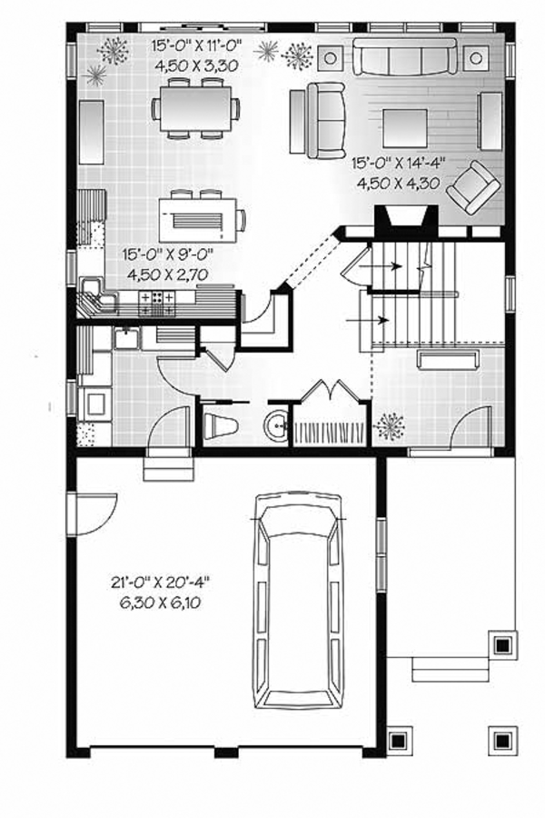 Architectural House Design - Craftsman Floor Plan - Main Floor Plan #23-2483
