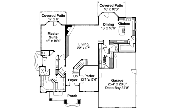 Home Plan - Traditional Floor Plan - Main Floor Plan #124-486