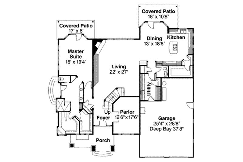 Architectural House Design - Floor Plan - Main Floor for Traditional House Plan #124-486 - 3 bed, 2.5 bath