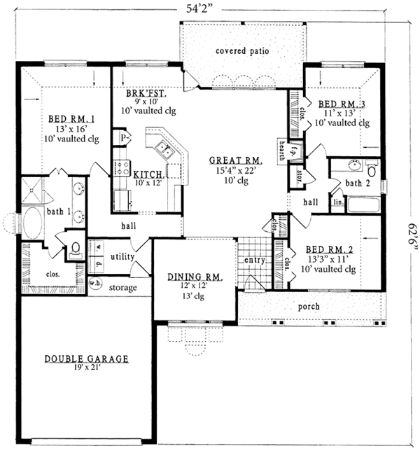 Dream House Plan - Country Floor Plan - Main Floor Plan #42-635