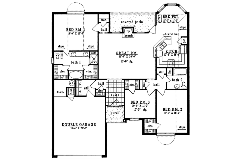 Dream House Plan - Floor Plan - Main Floor for European House Plan #42-512 - 3 bed, 2 bath