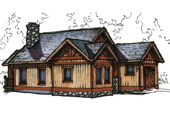 Exterior - Front Elevation 3 for Craftsman House Plan #921-12 - 2 bed, 2 bath