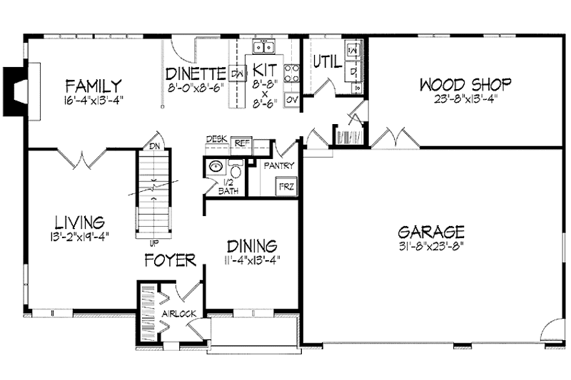 Home Plan - Floor Plan - Main Floor for Contemporary House Plan #51-759 - 4 bed, 2.5 bath