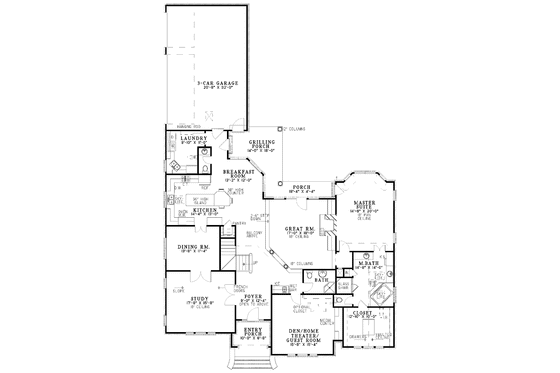 Floor Plan - Main Floor for Traditional House Plan #17-3000 - 3 bed, 3.5 bath