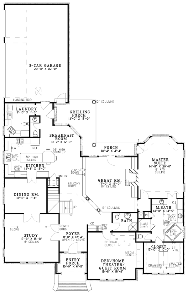 House Plan Design - Traditional Floor Plan - Main Floor Plan #17-3000