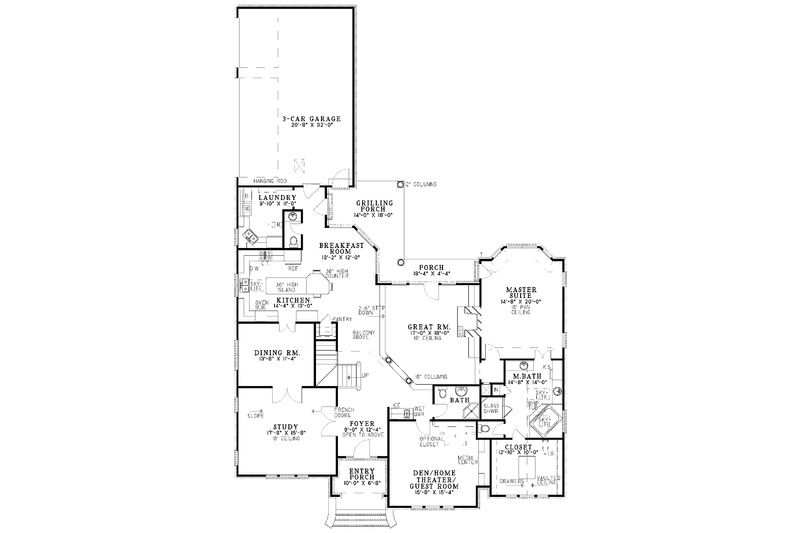 Dream House Plan - Floor Plan - Main Floor for Traditional House Plan #17-3000 - 3 bed, 3.5 bath