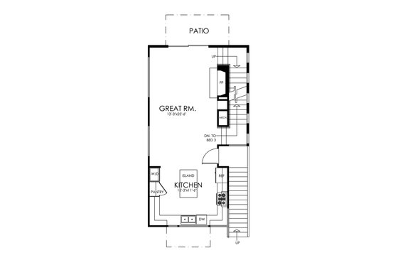 Floor Plan - Main Floor for Traditional House Plan #484-13 - 3 bed, 3 bath