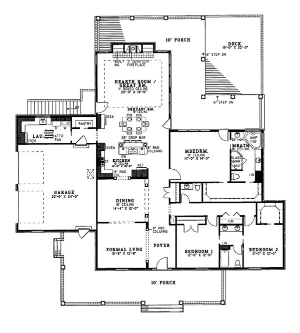 Home Plan - Country Floor Plan - Main Floor Plan #17-2641