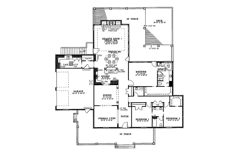 Home Plan - Floor Plan - Main Floor for Country House Plan #17-2641 - 3 bed, 2.5 bath